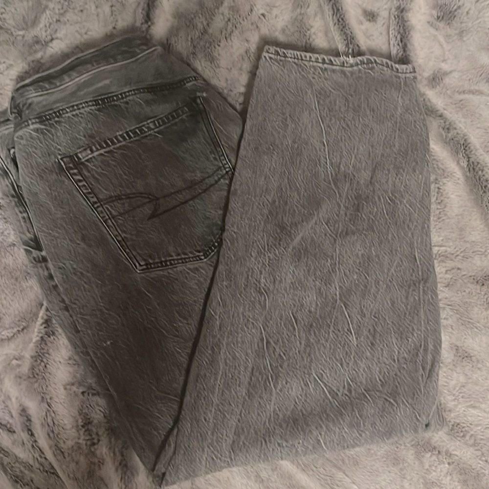 American Eagle Highest Waisted Baggy Straight Jean Black Wash